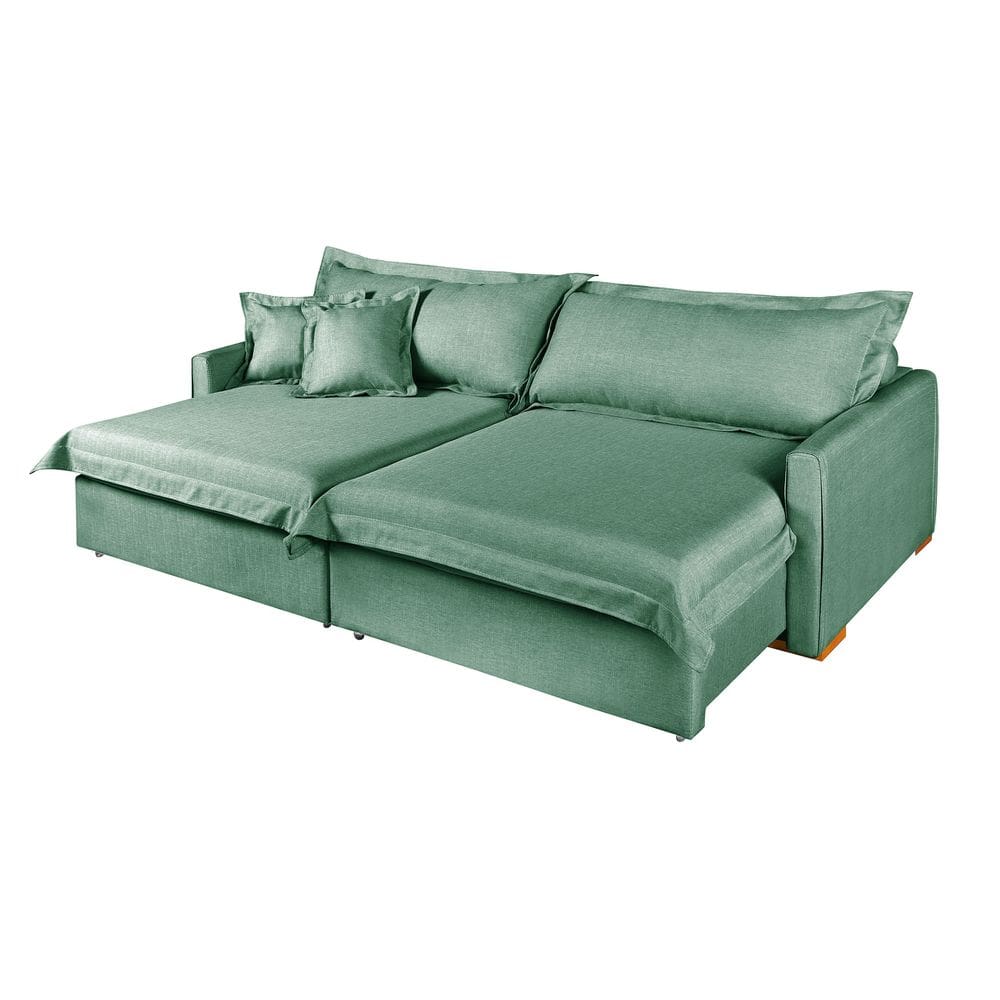 Sofá Living Bali 4 Lugares 2,20 Retrátil  Almofadas Soltas em Linho