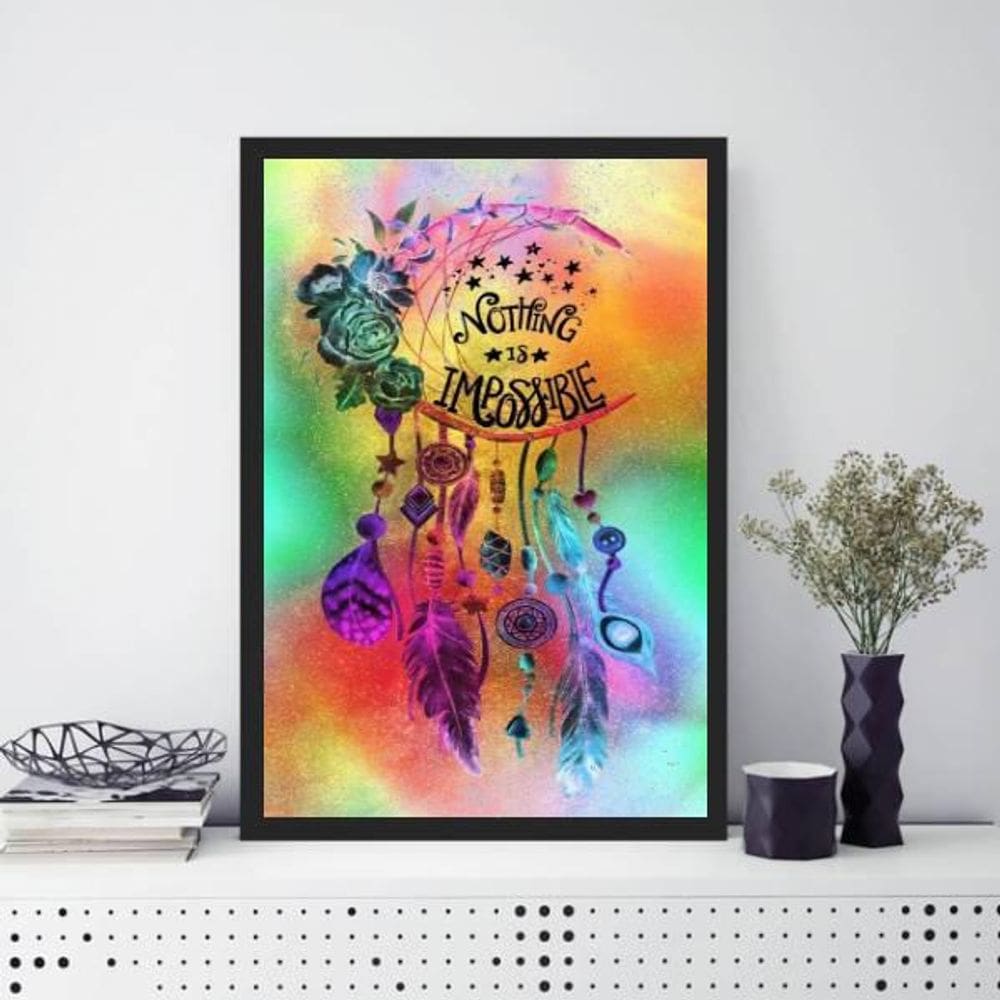 Quadro Decorativo Guirlanda De Natal Verde 33X24cm Preta