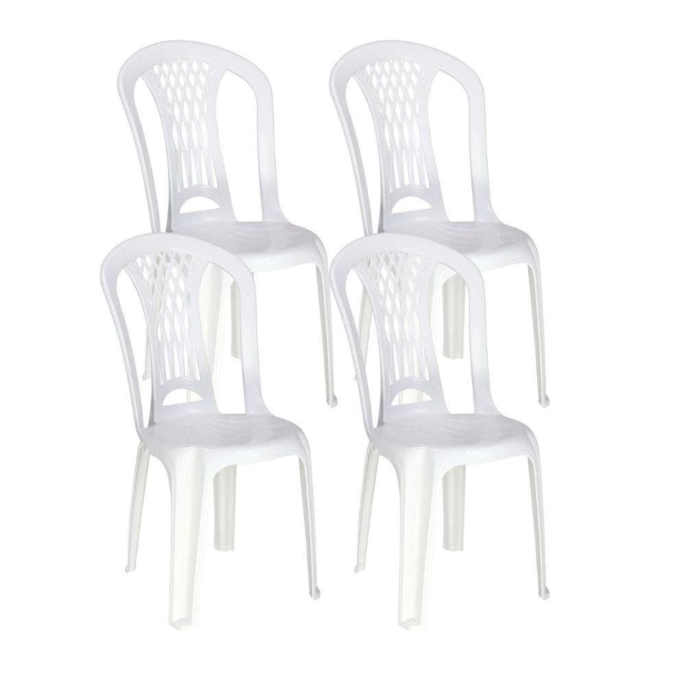 Kit 4 Cadeiras De Plástico Sem Braço Laguna Tramontina Basic Branco