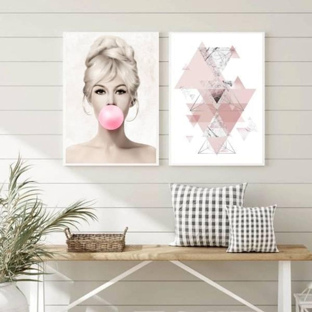 Kit 2 Quadros Decorativos Brigitte Bardot 45X34Cm Branca