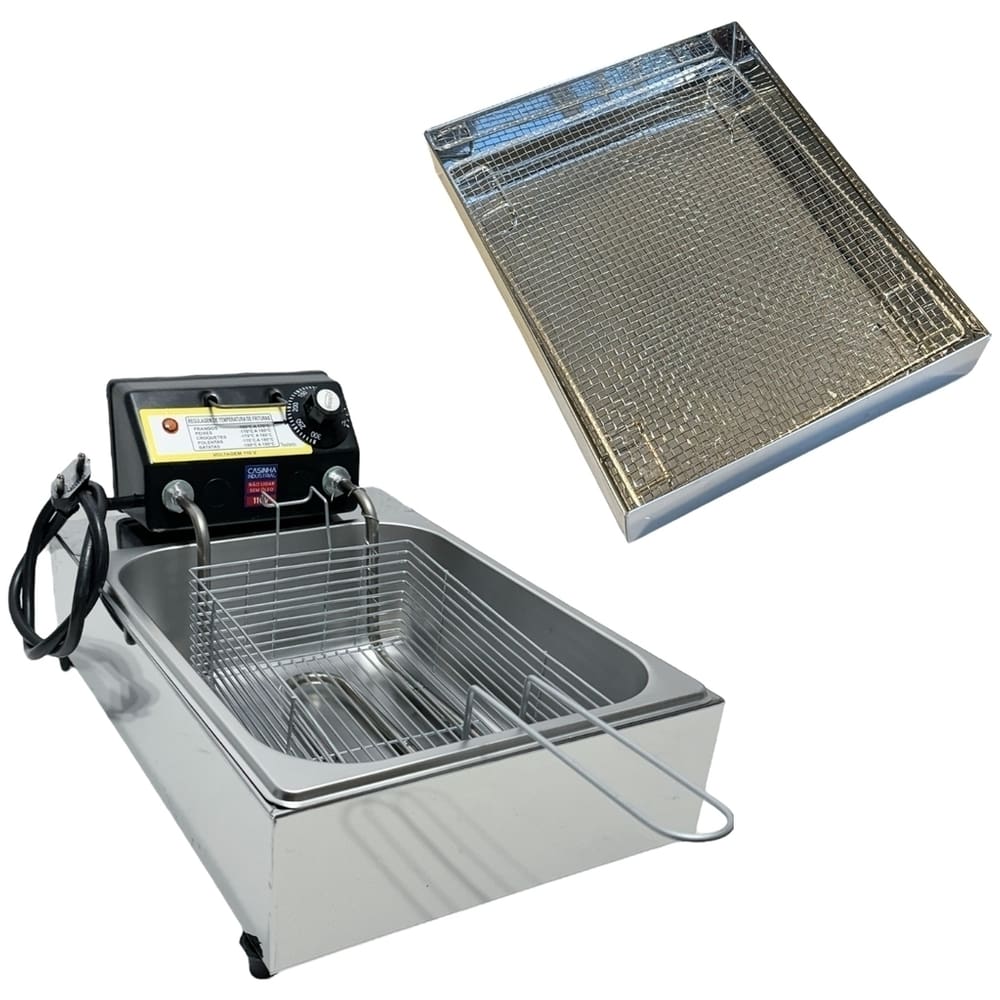 Fritadeira Elétrica Industrial Cuba Antichamas 5L 220V Com Escorredor M
