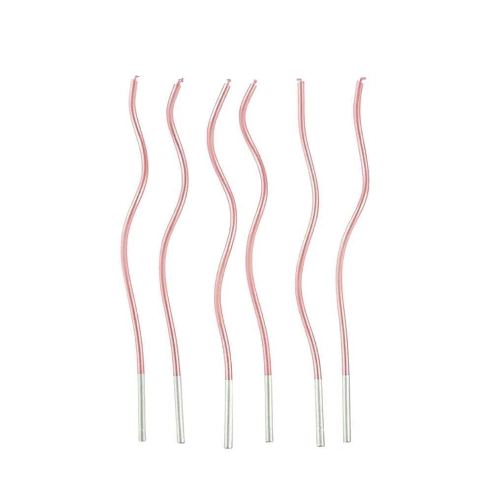 Vela De Aniversário Metalizada Espiral Rosa - 6 Unidades