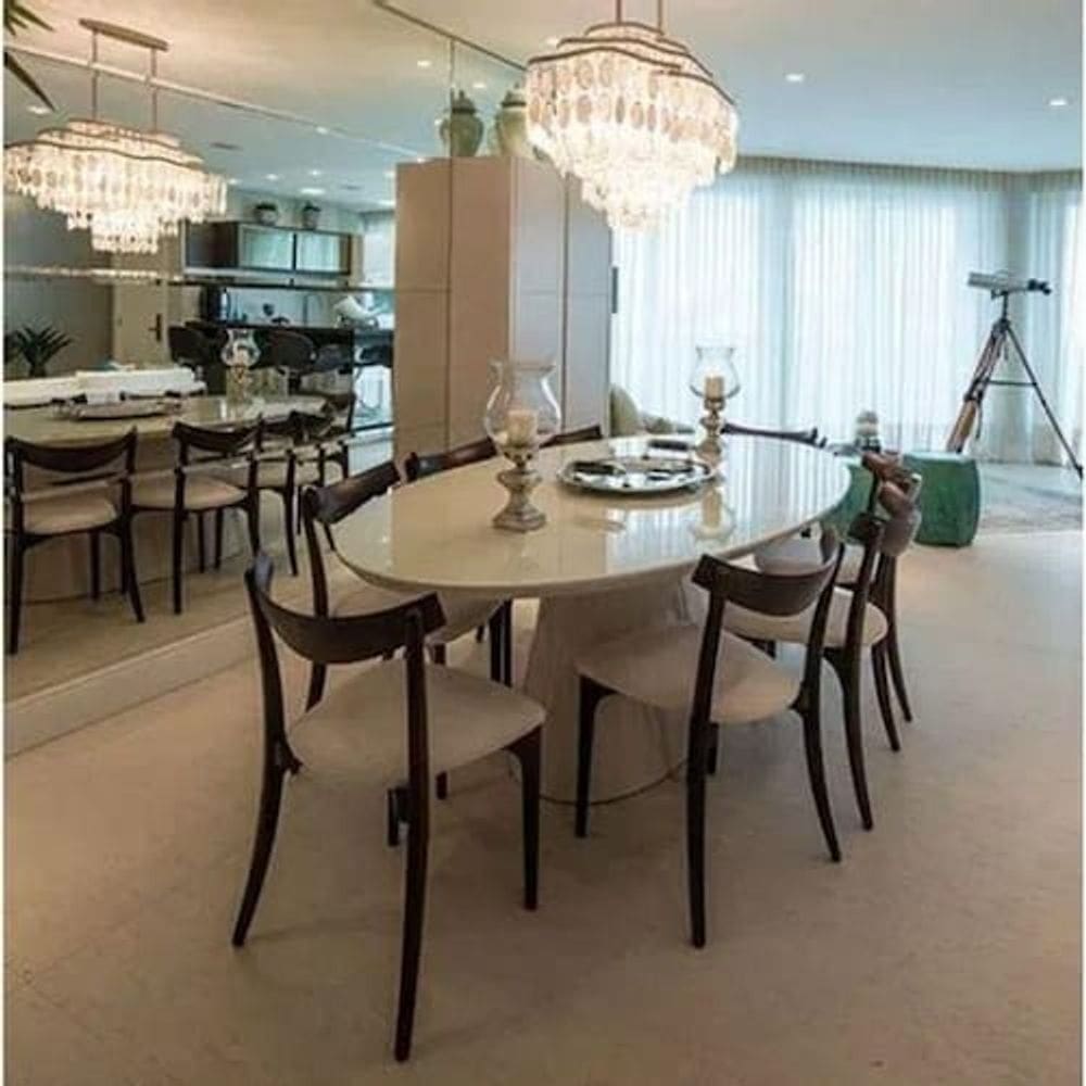 Mesa De Jantar Cone Oval 198x122 Cm Laqueado Branco Cor Branco