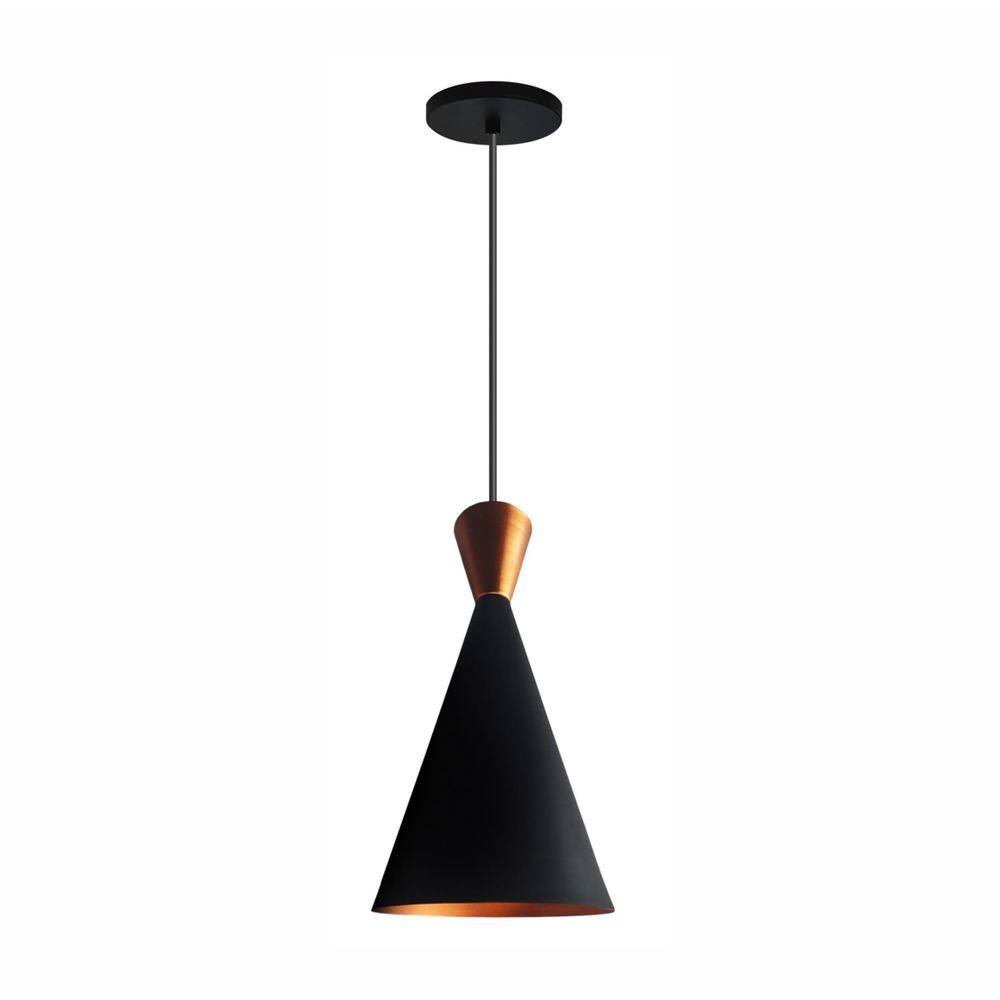 Lustre Pendente Dixon New City Preto Interior Cobre