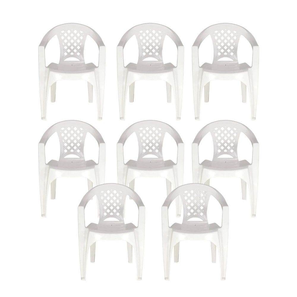 Kit 8 Cadeiras Tramontina Iguape Polipropileno com Bracos Empilhaveis