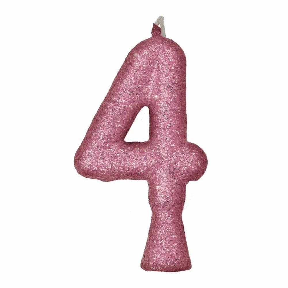 Vela De Aniversário Puro Glitter Rosa Modelo 4