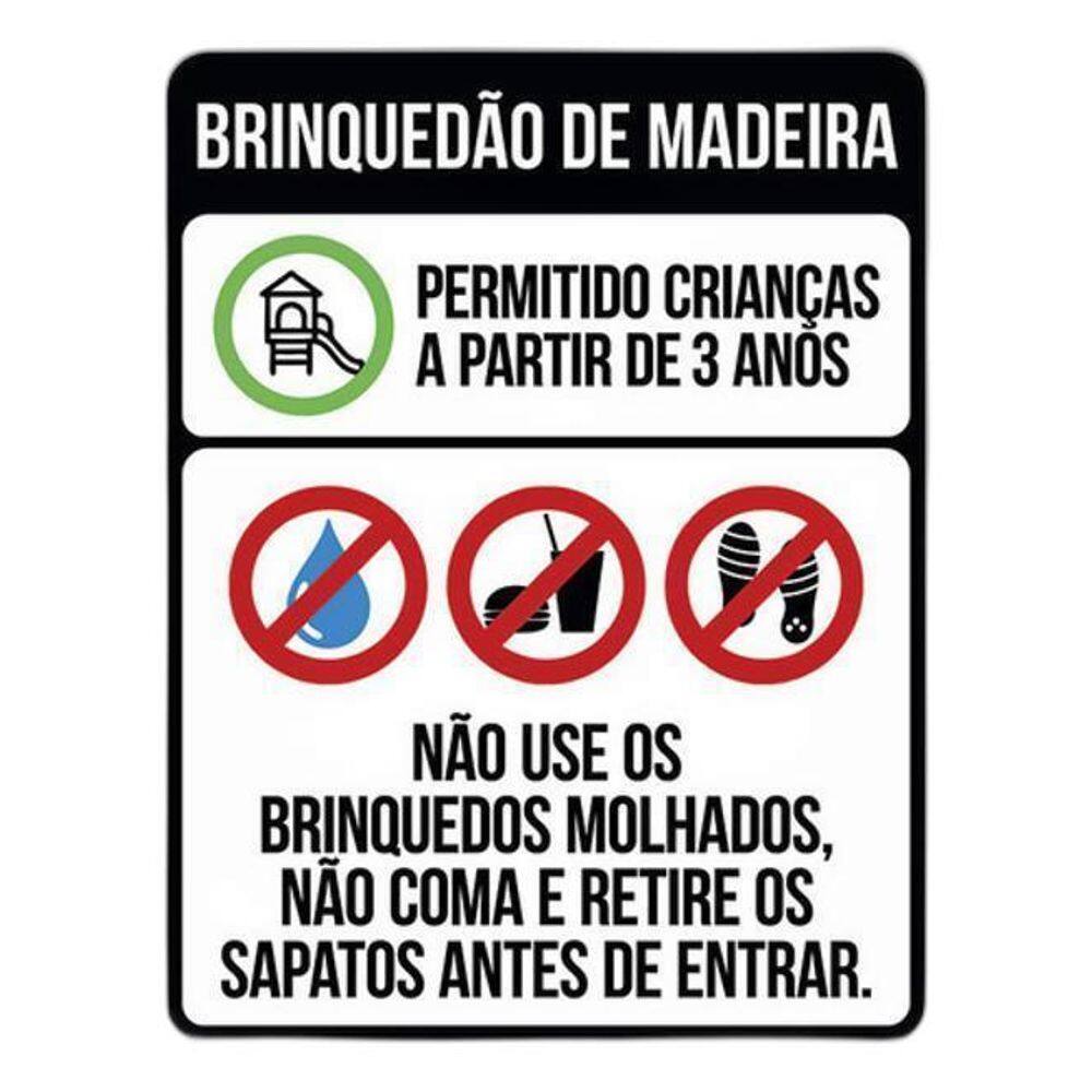 Placa Sinalização - Brinquedão De Madeira Regras Uso 36X46