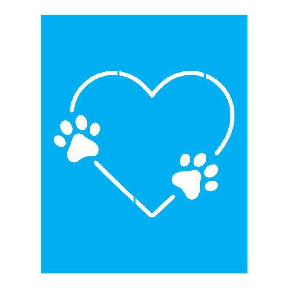 Stencil Tamako Coração Patas - 20X25Cm - Ref B688