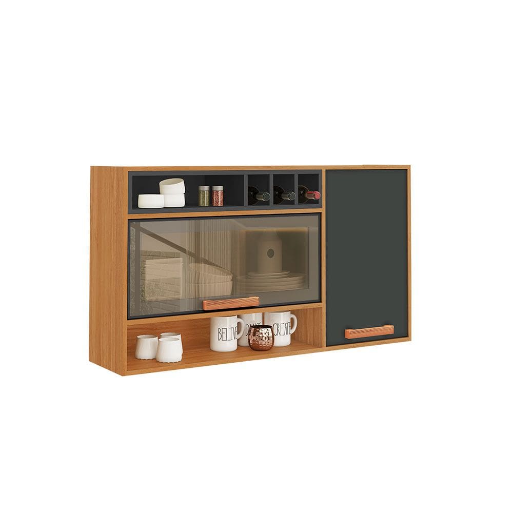 Armario Aereo de Cozinha Itatiaia Napoles 120cm 2 Porta com Vidro e Nincho