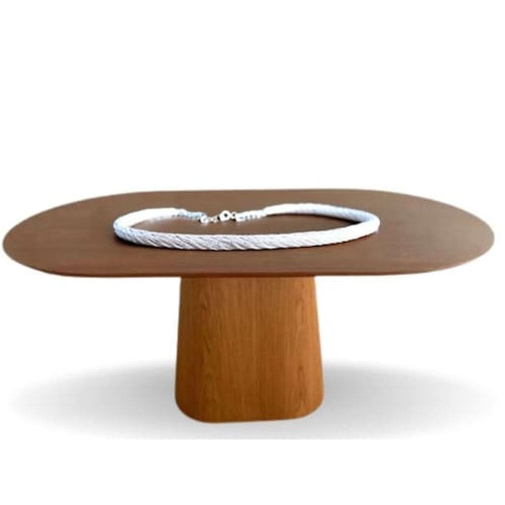 Mesa De Jantar Cone Retangular Arredondada 140x90cm Freijó - Blush