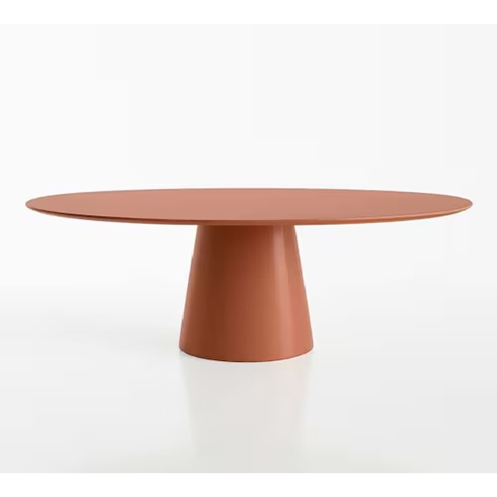 Mesa de Jantar Cone Oval 137x90 cm Laca Terracota - Laranja