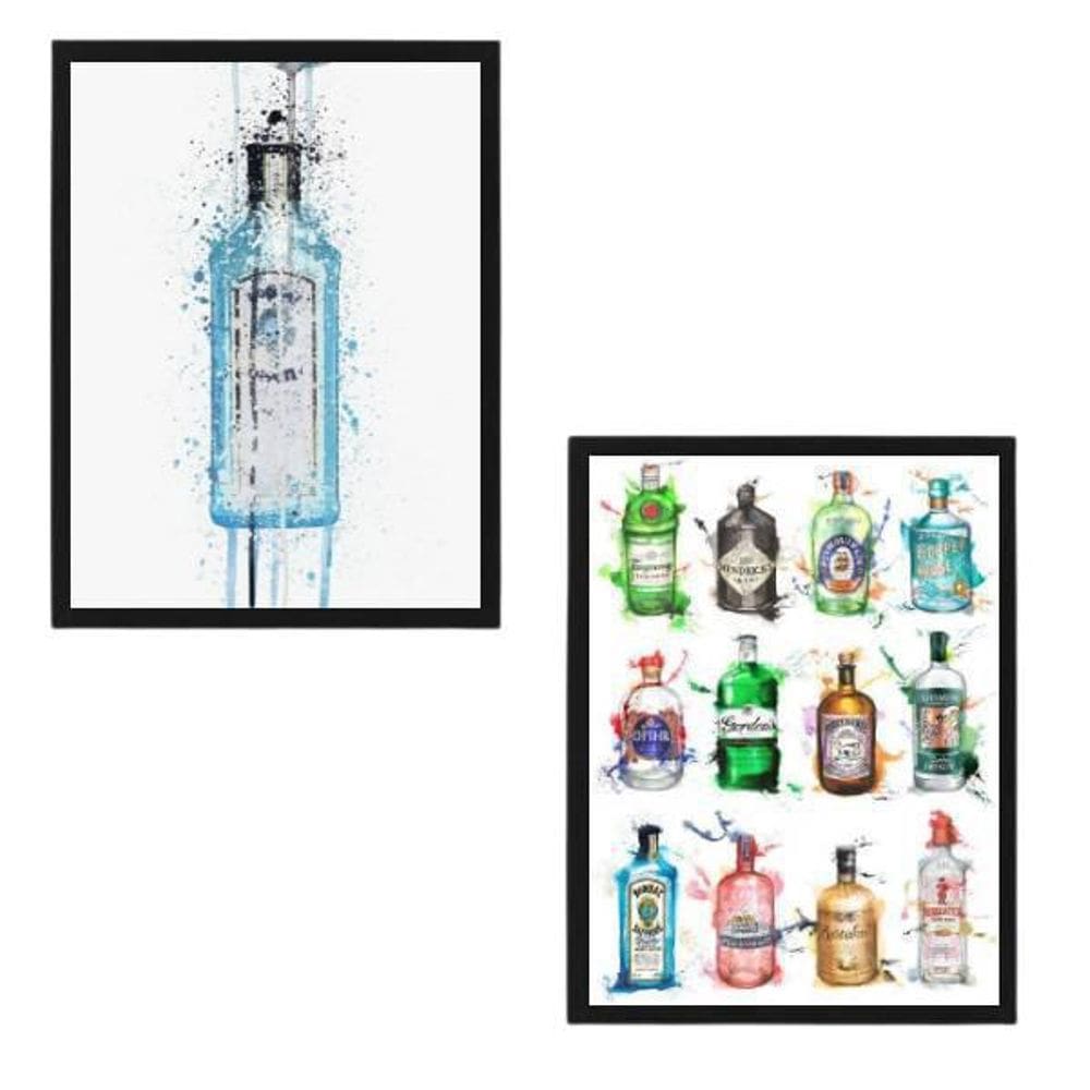 Kit 2 Quadros Decorativos Garrafas De Gin