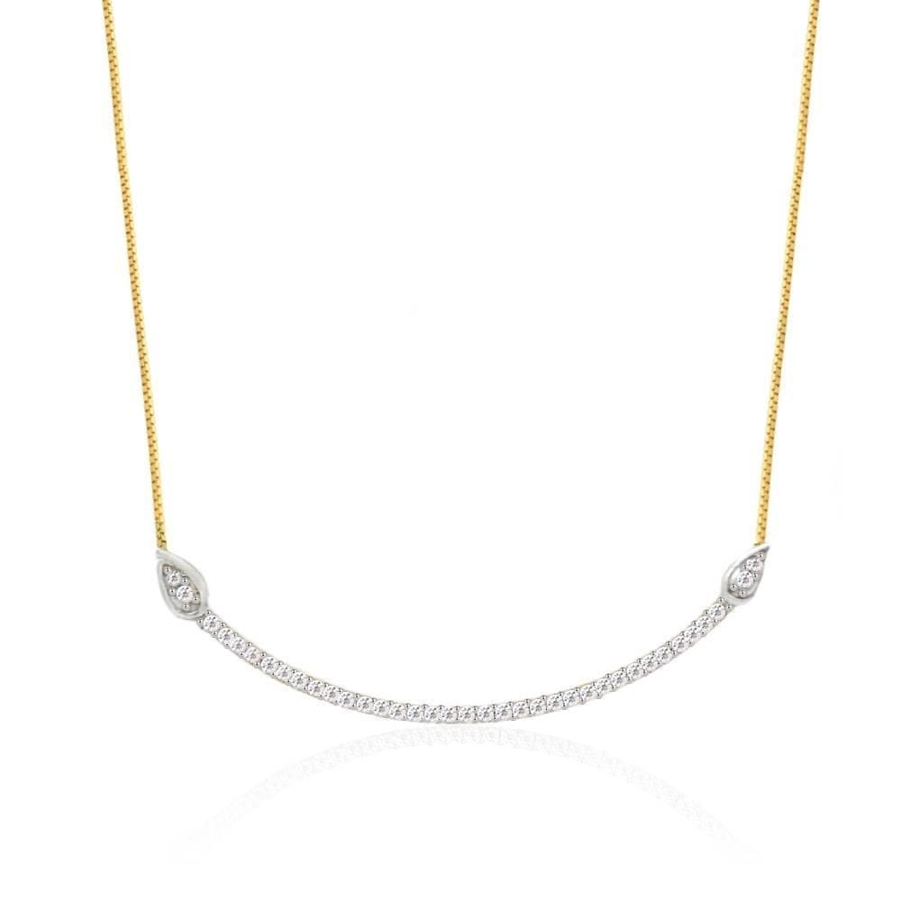 Colar Com Arco Cravejado De Diamante Em Ouro 18K