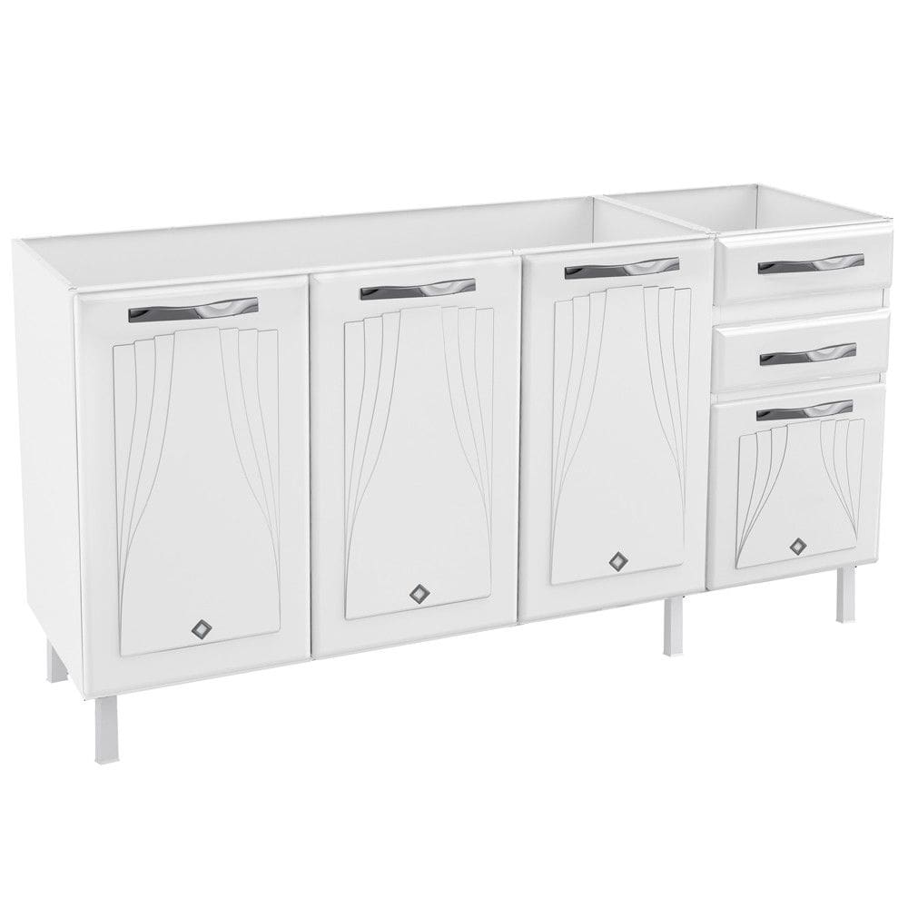 Balcao de Pia em Aco 4 Portas 2 Gavetas 160cm sem Pia Star New Telasul