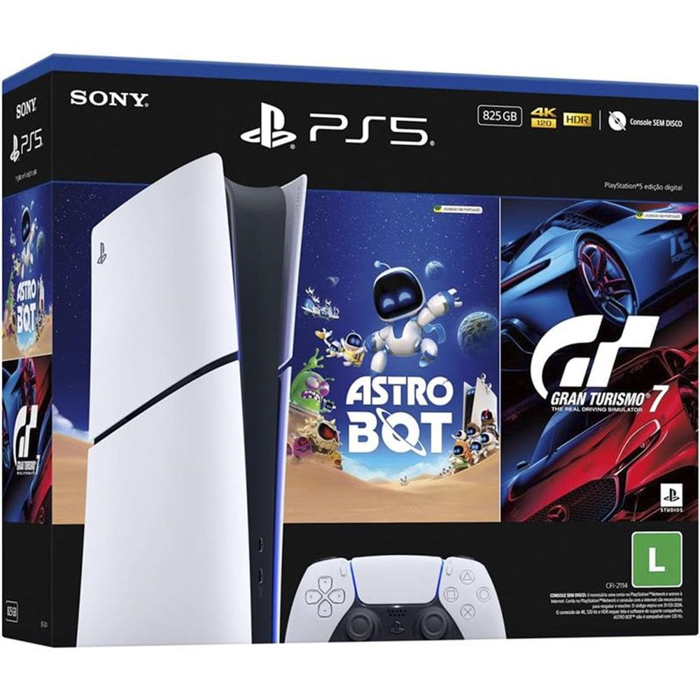 Console PlayStation 5 Slim Digital 825GB SSD + 2 Jogos 1 Controle DualSense