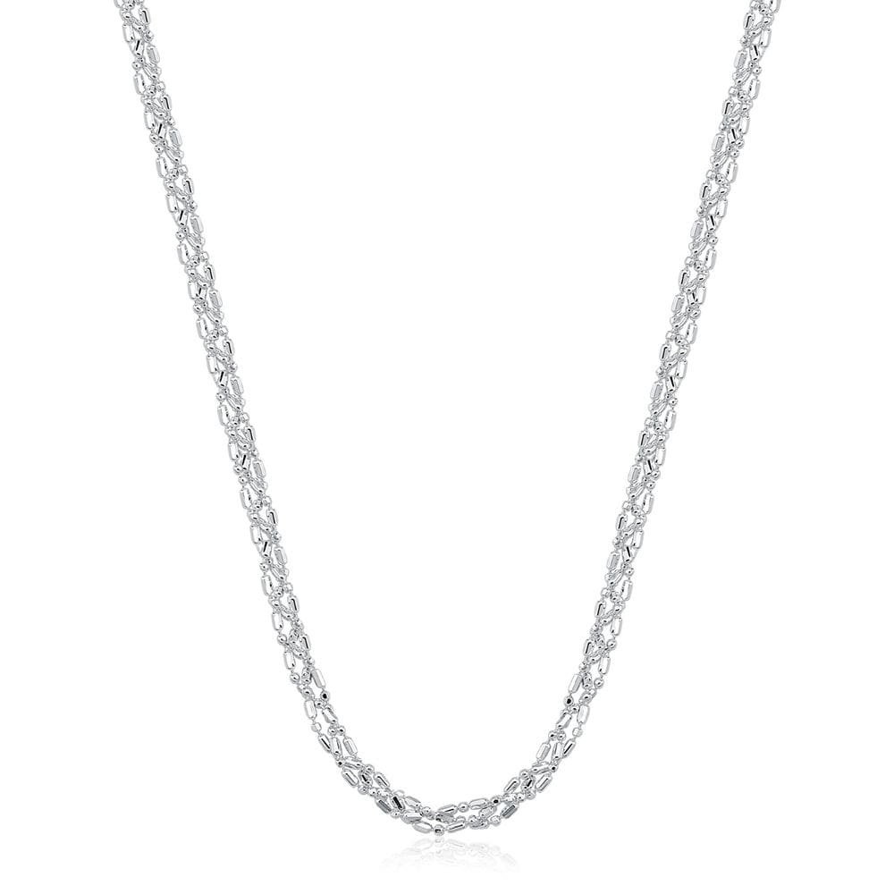 Colar Corrente Trançada 45cm De Prata 925