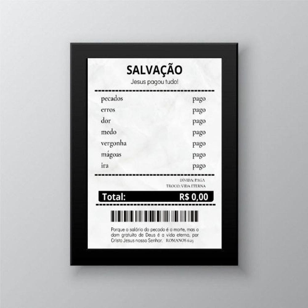 Quadro Decorativo Evangélico Recibo 24X18Cm