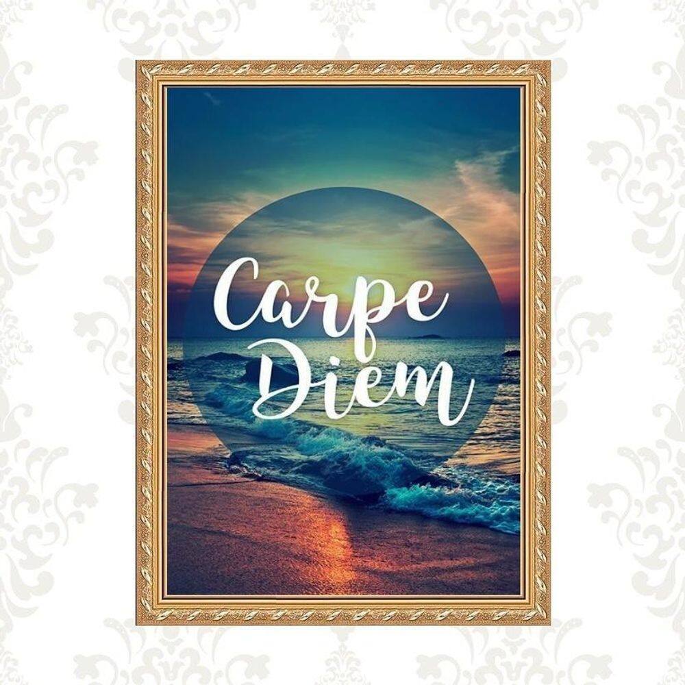 Quadro Moldura Dourada Carpe Diem 45X34Cm