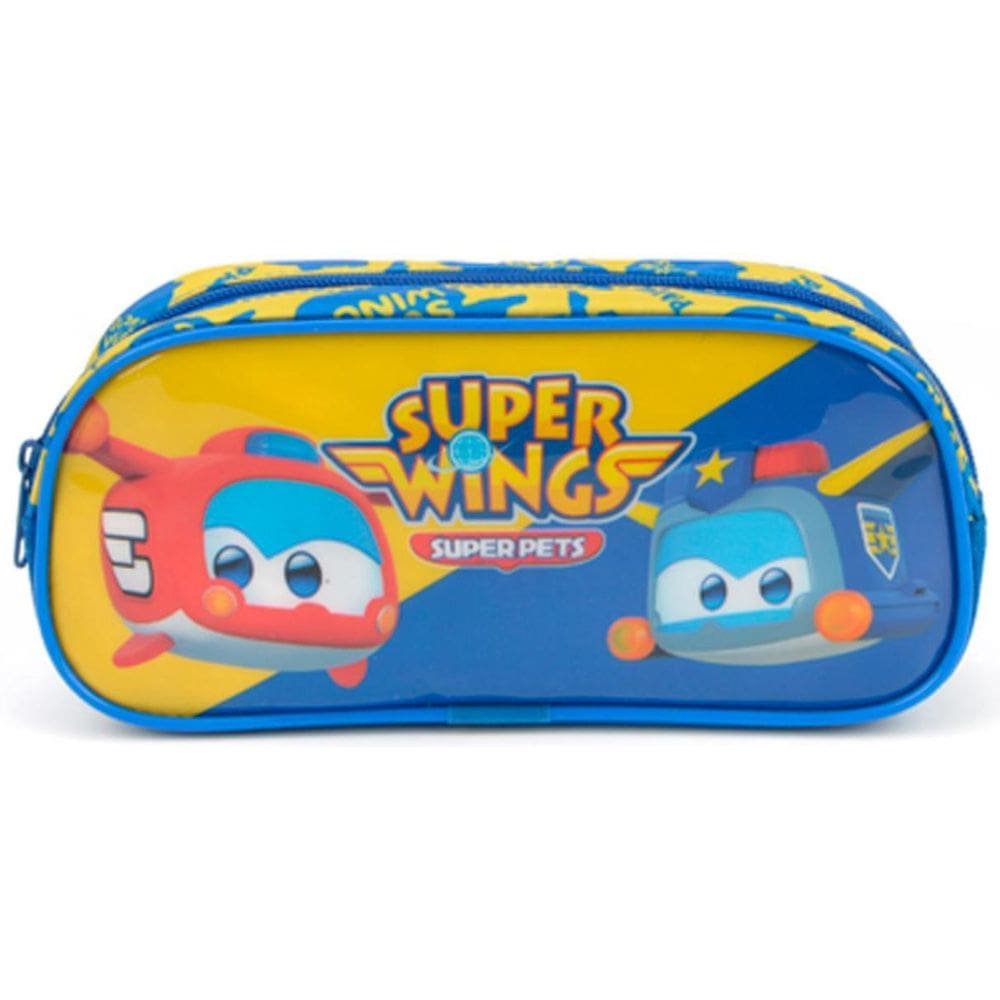 Estojo Escolar Infantil Super Wings Super Pets Azul Baby