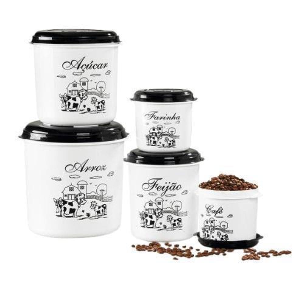 Conjunto Com 5 Peças De Porta Mantimento Plástico -Injetemp