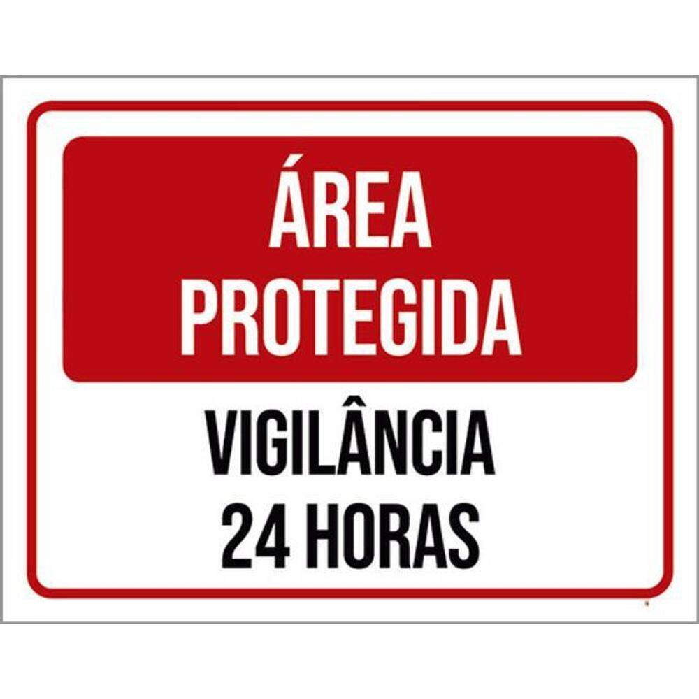 Kit 10 Placas Área Protegida Vilância 24 Horas 36X46