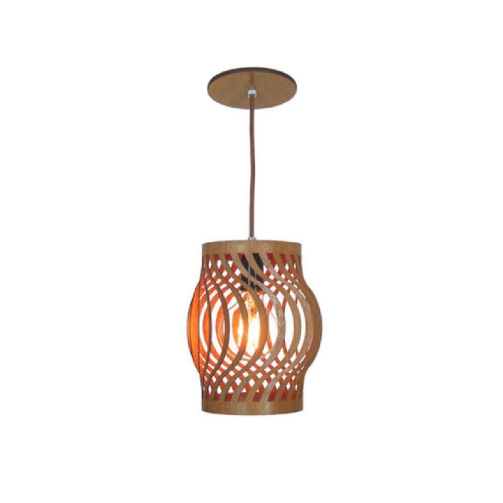 Luminária Pendente Em Madeira Imbuia Ondas
