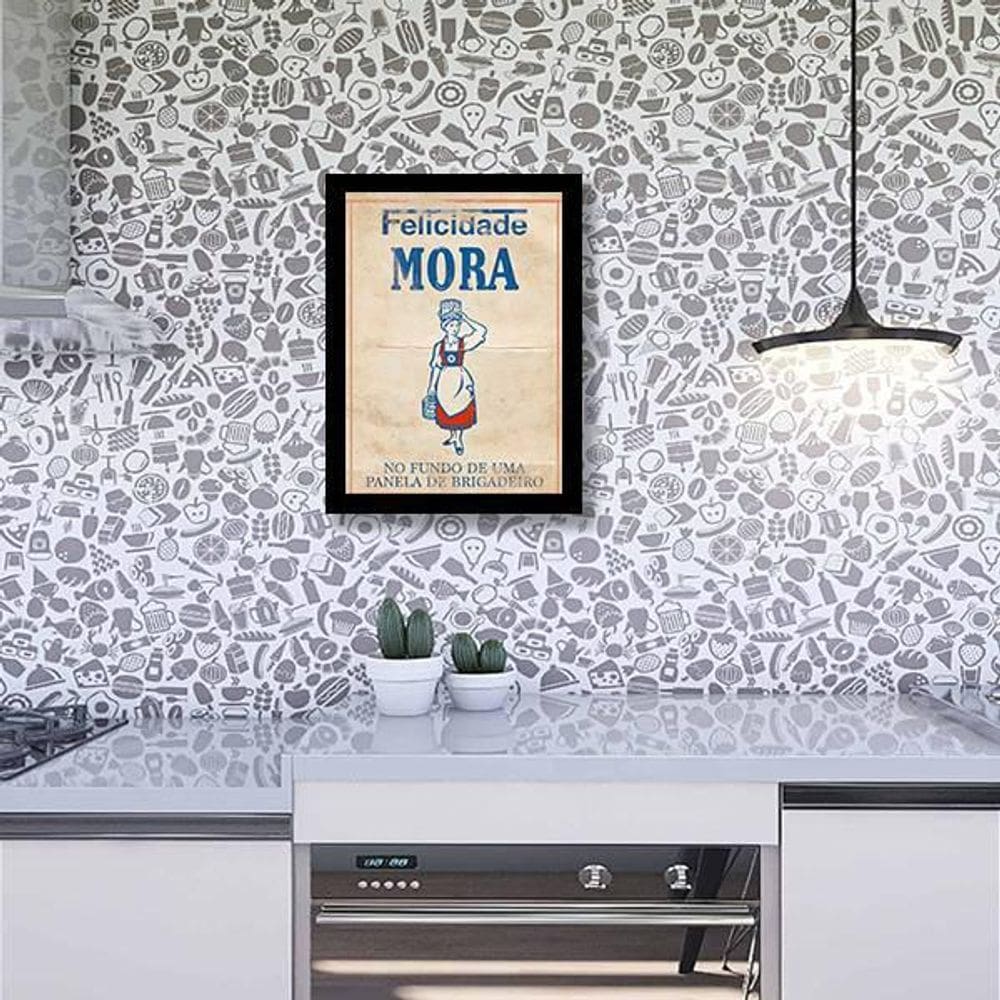 Quadro Decorativo Felicidade Na Panela De Brigadeiro 45x34cm