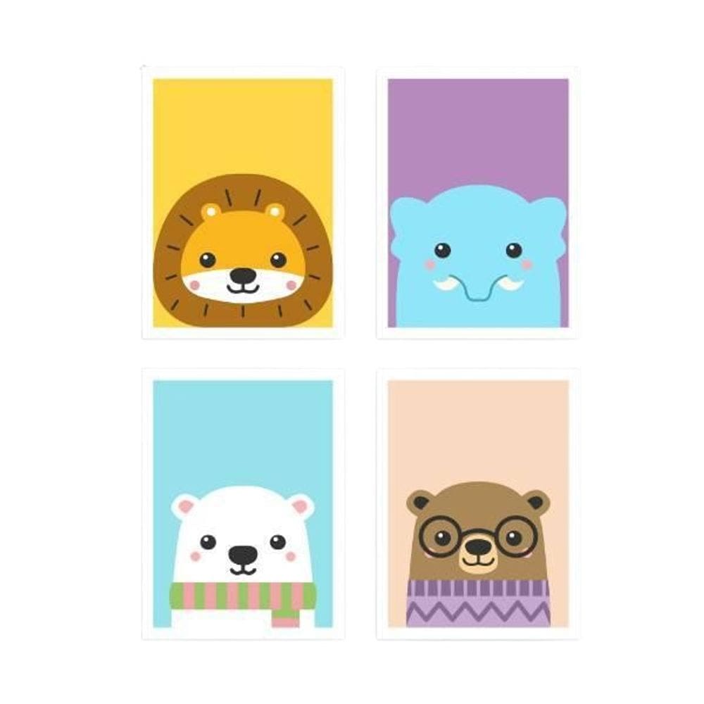 Kit Quadros Decorativos Bichinhos 24x18 cm - Quadros On-Line