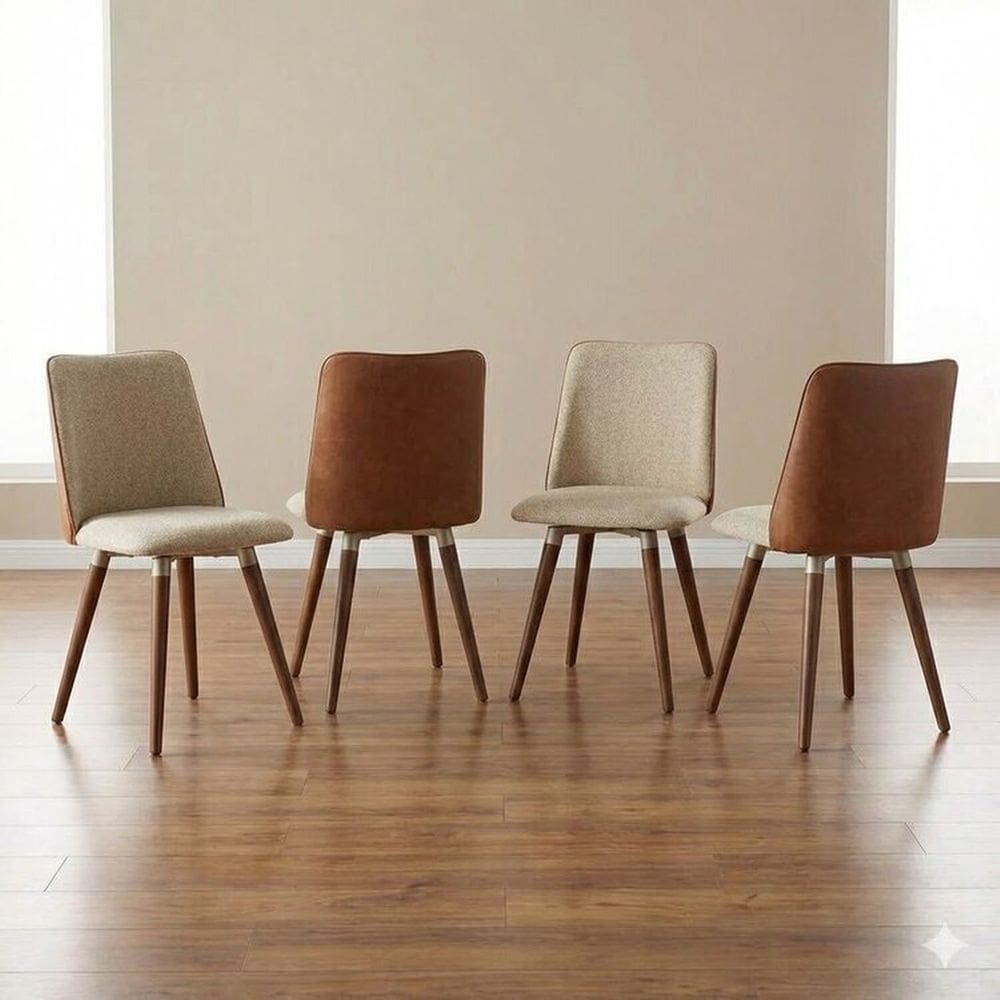 Kit 4 Cadeiras Giratórias Madeira Dakota Natural/Champanhe