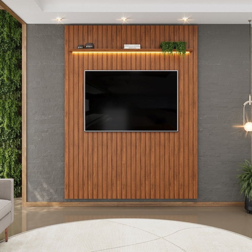Painel para Tv até 65 Polegadas Ripado com LED 183cm Trento Freijó