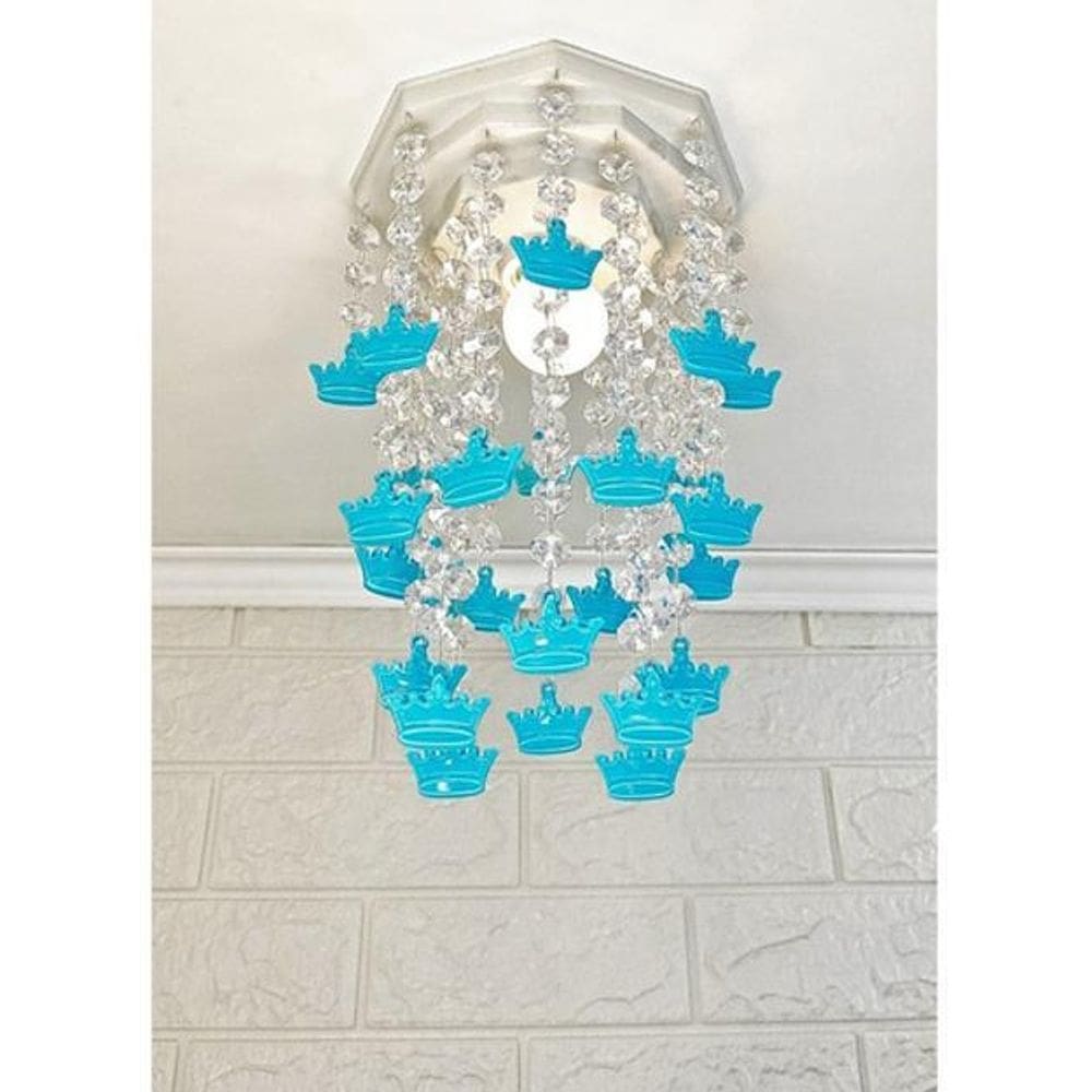 Lustre Plafon Luminária Teto Quarto Bebê Menino Coroas Azul
