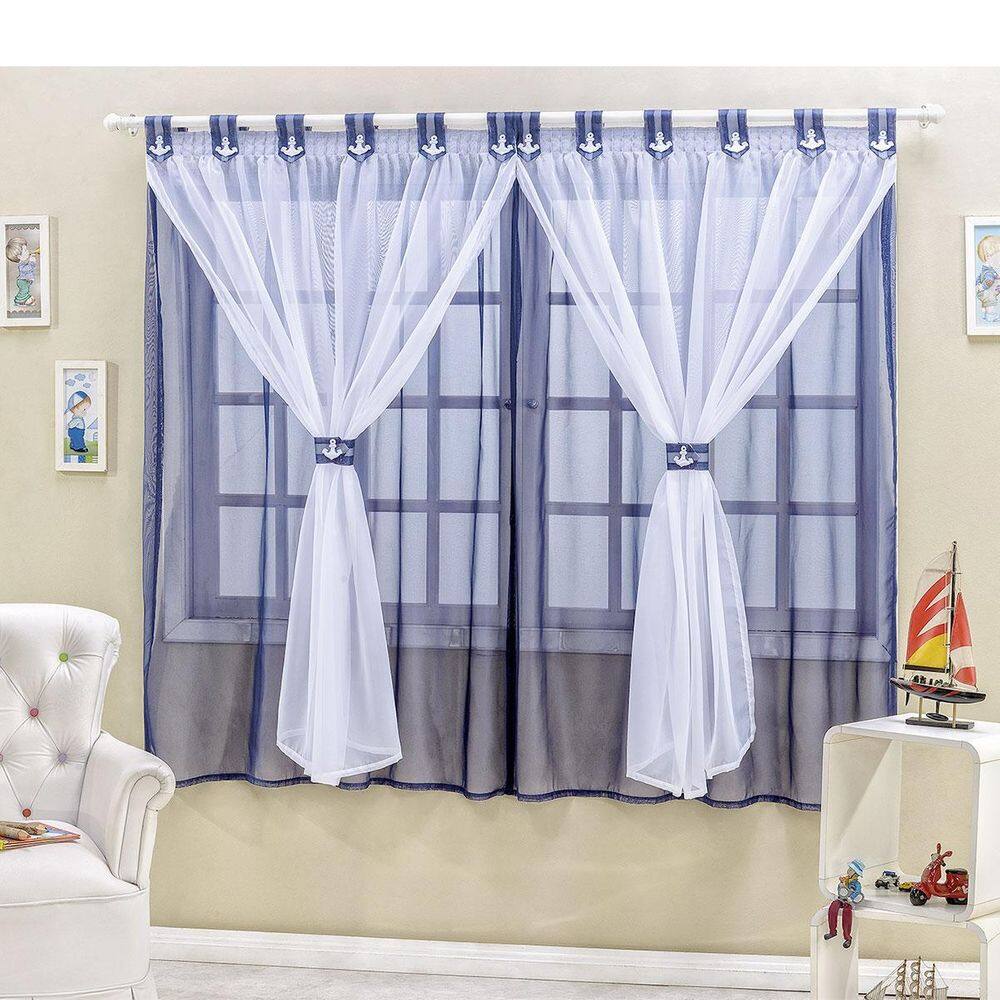 Cortina para Quarto Infantil Azul 3m x 2,80m Poliéster