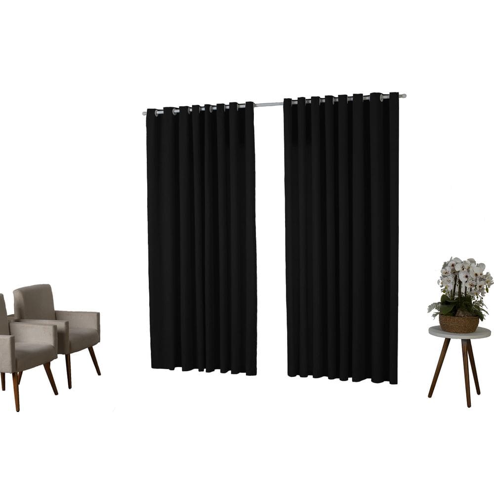 Cortina Oxford 3,00X2,50 Sala Quarto Porta Preto