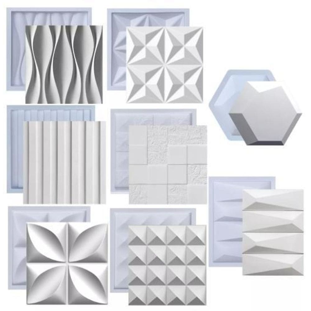 Kit 8 Formas Molde De Gesso 3D E Cimento Pra Placas Parede