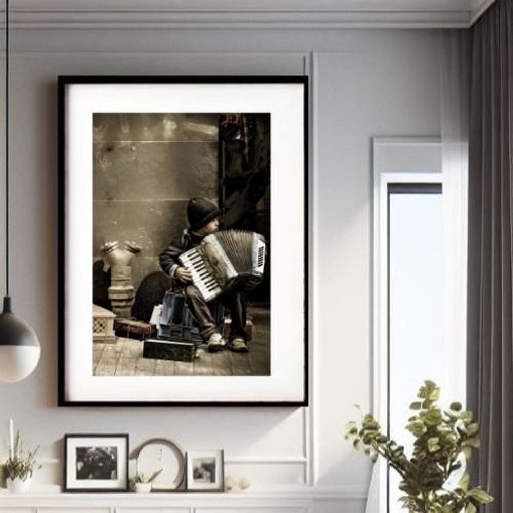 Quadro Decorativo Garoto Acordeon 60X48Cm