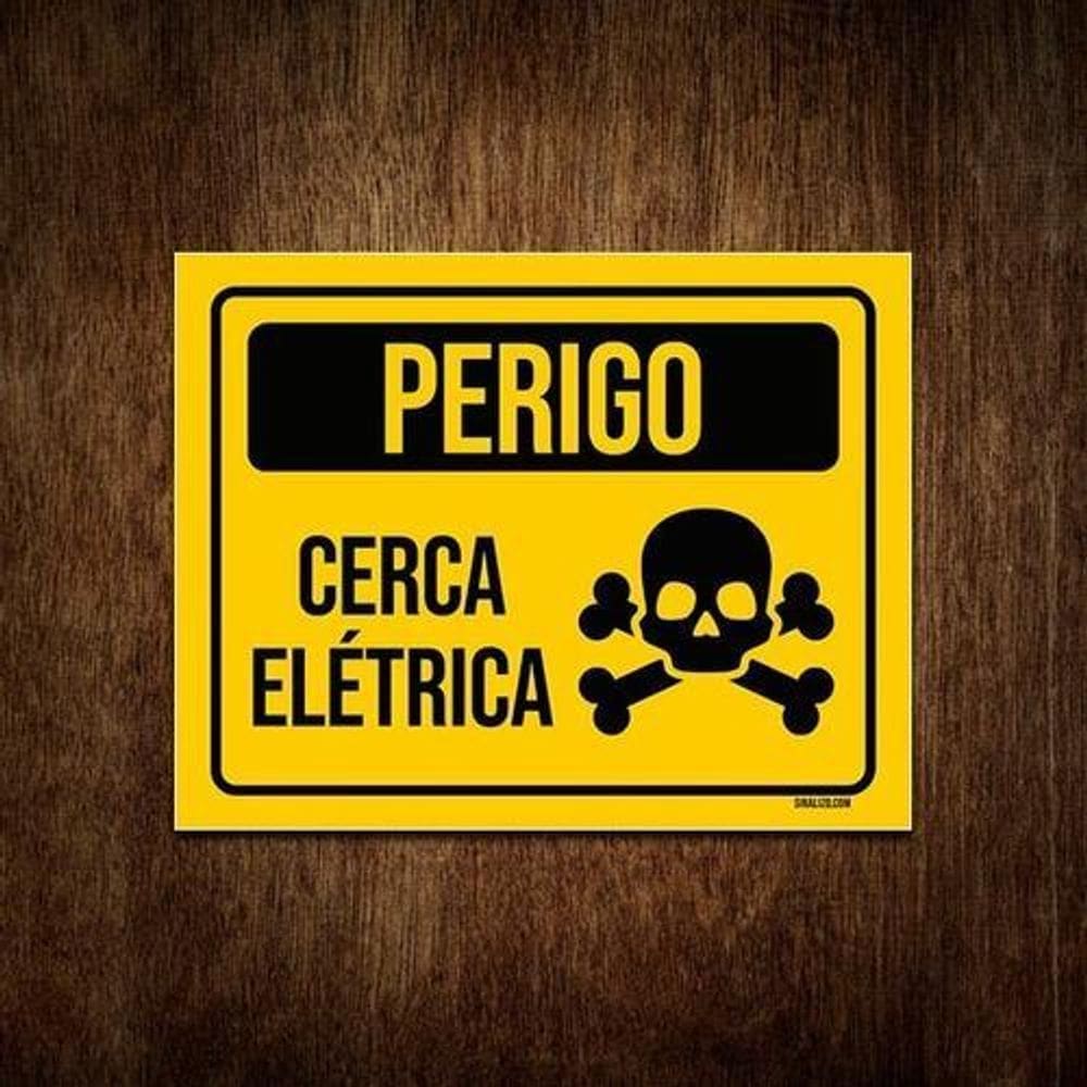 Placa De Sinalização Aviso Perigo Cerca Elétrica 36X46