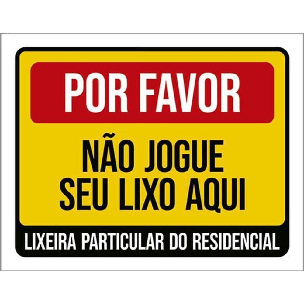 Kit 5 Placas Lixeira Particular Residencial 36X46