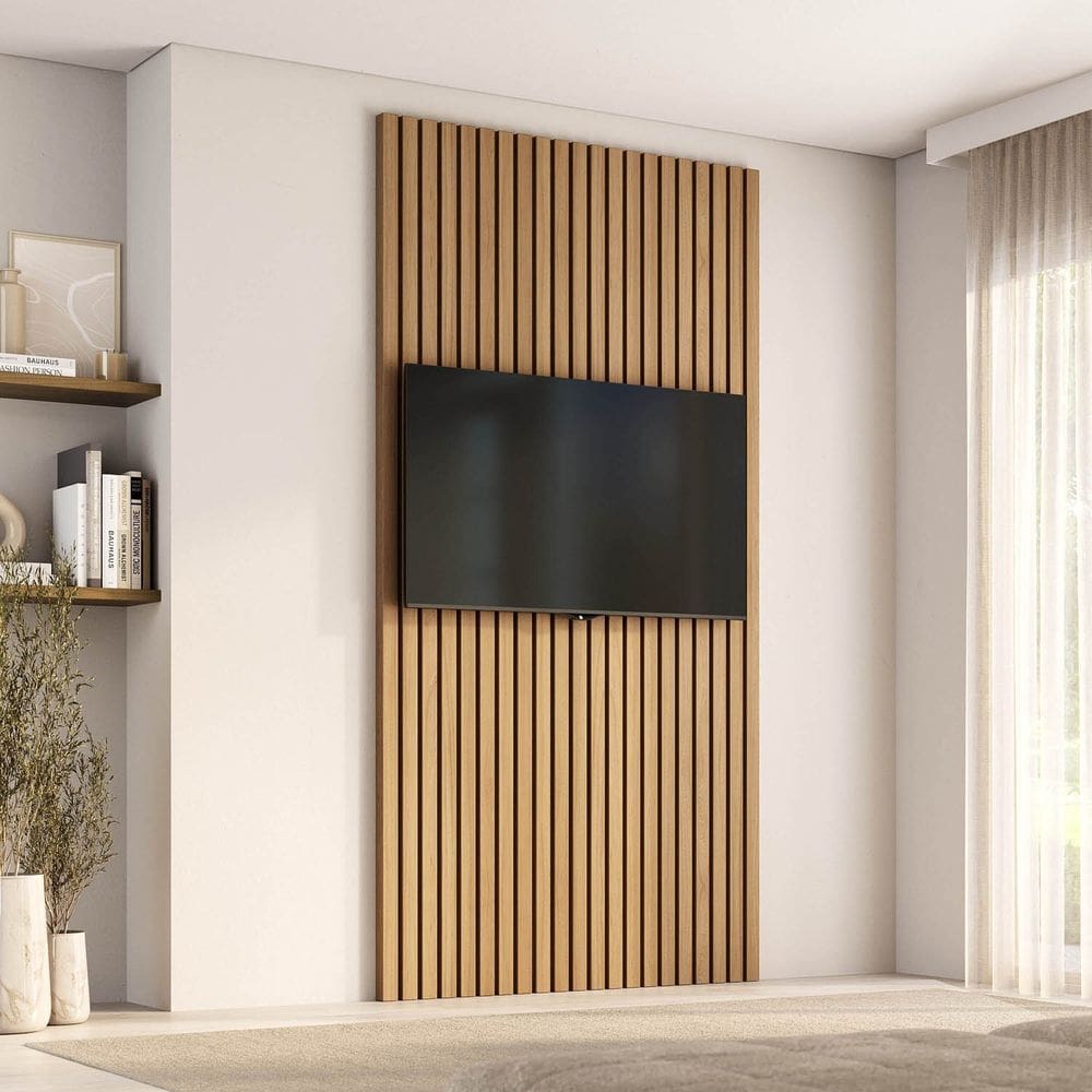 Painel para Tv até 48 Polegadas 120x250cm Ripado Aruá Cabecasa Madeiraoriginals Jatoba