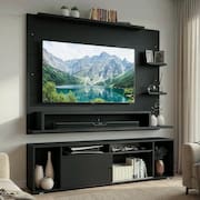 Rack com Painel para TV até 60 Polegadas 180 cm Preto Cancun Madesa