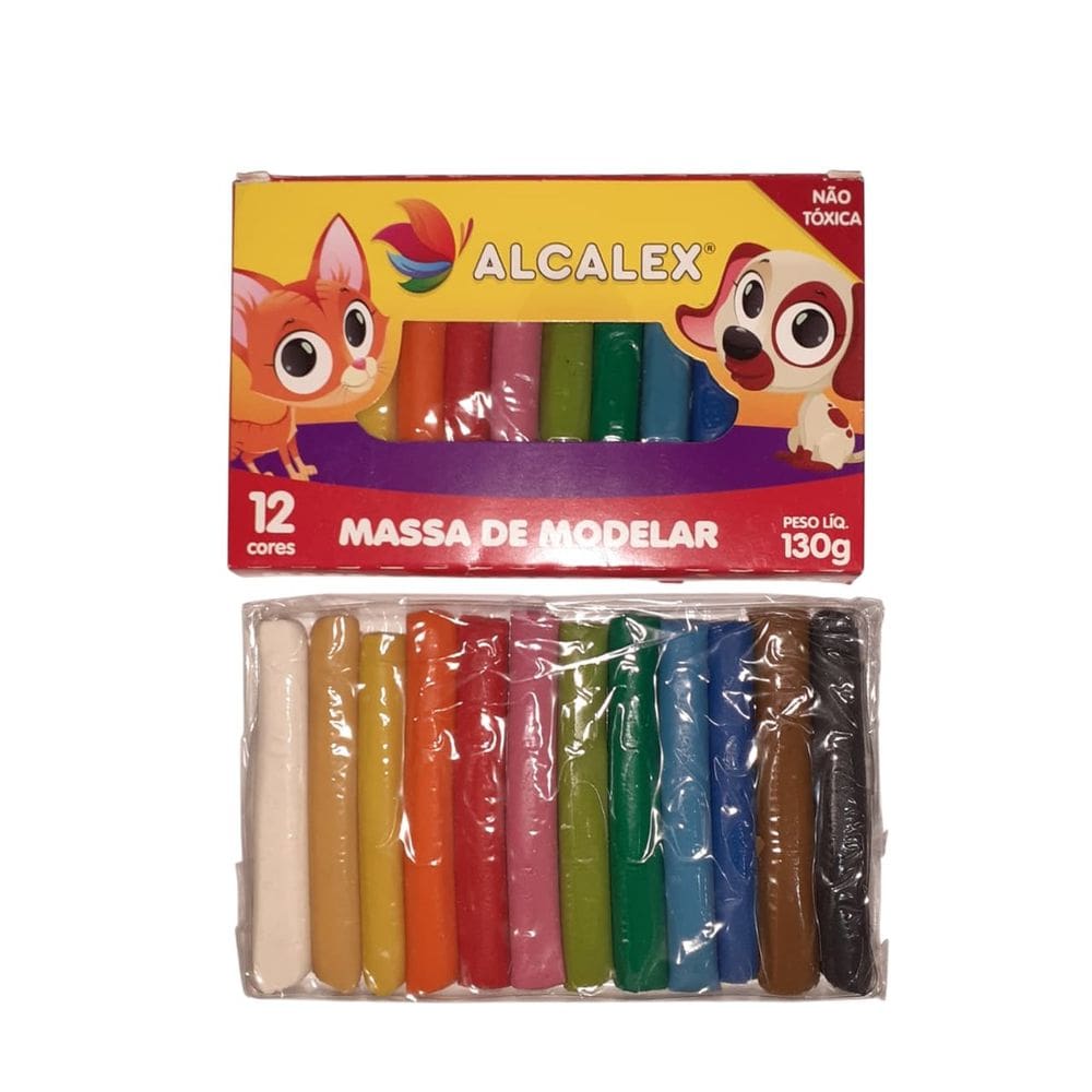 Massinha de Modelar 12 Cores 130g Atóxica Infantil