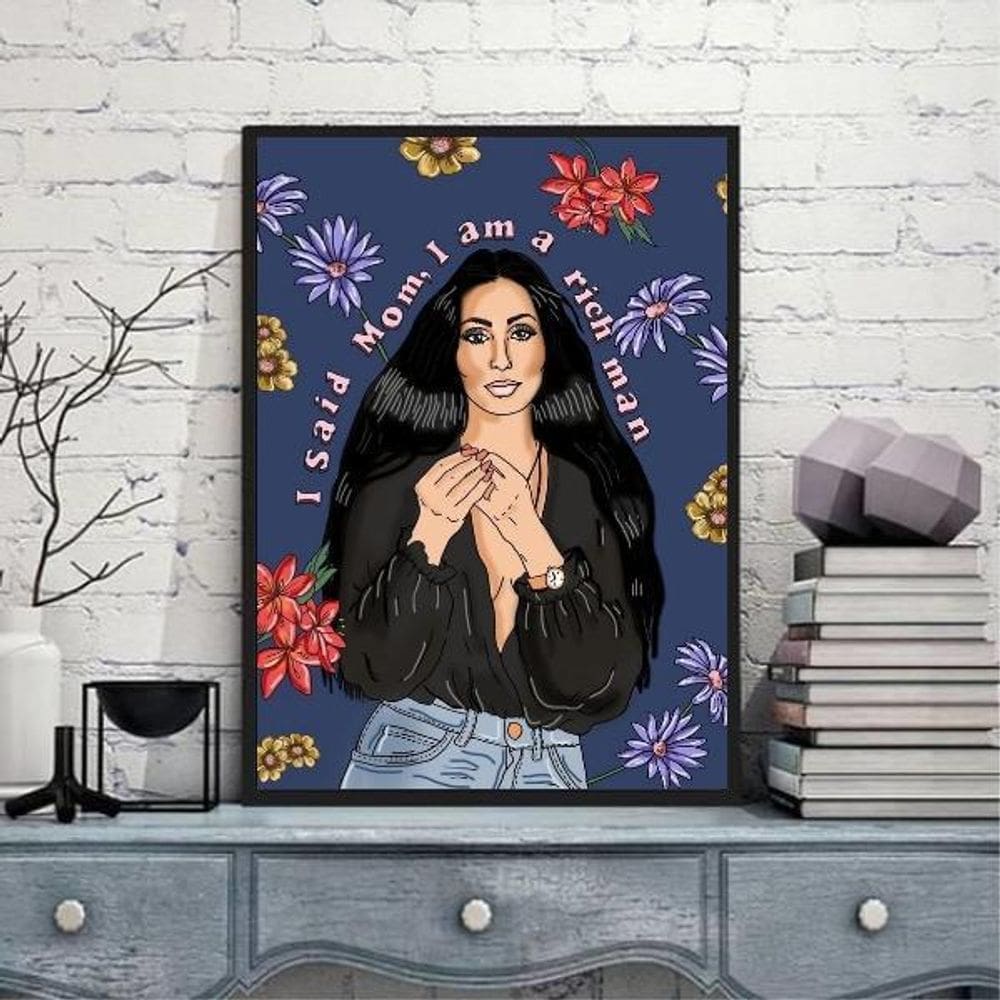 Quadro Mom, I Am A Rich Man 24X18Cm - Madeira Preta