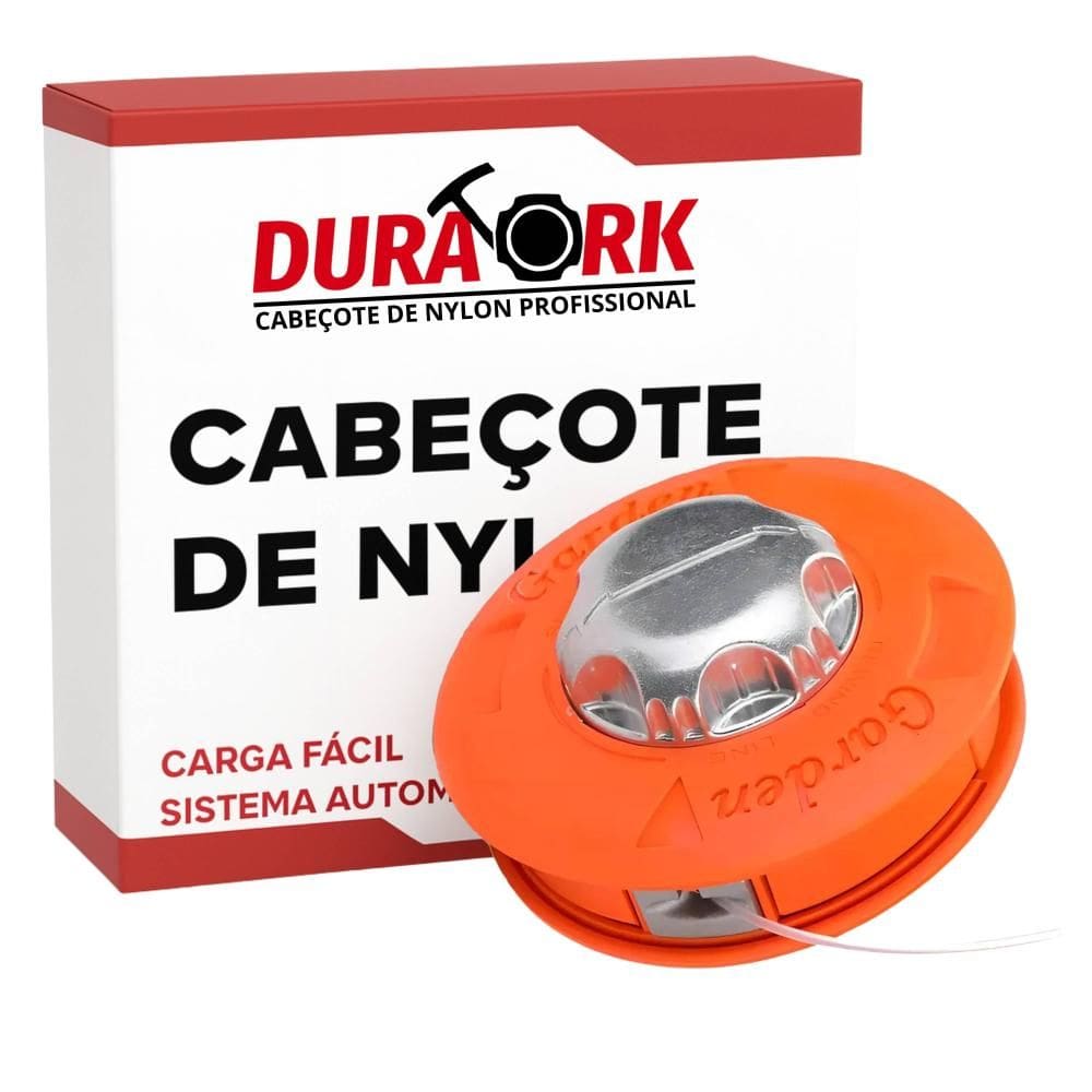 Carretel de Nylon Garden Universal Rosca M10x1,25mm Para Roçadeiras Importadas Vulcan, Nakasaki, Toyama, Branco Com Cabeçote Automático Bate E Libera