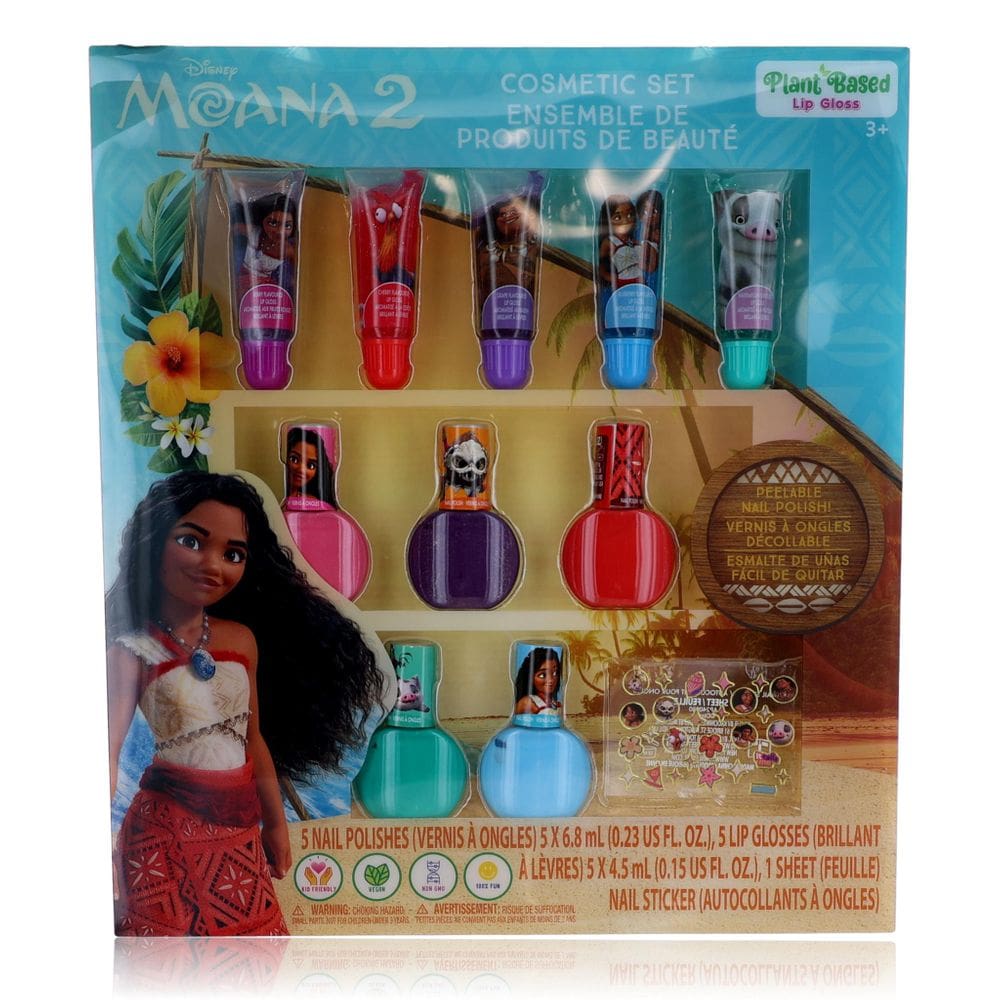 Conjunto de cosméticos Disney Moana Lip & Nail 11 peças para crianças