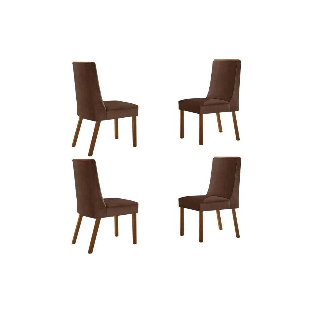 Cadeira de Cozinha Dakota Kit 4 Un Naturalle/Suede Marrom - Rufato