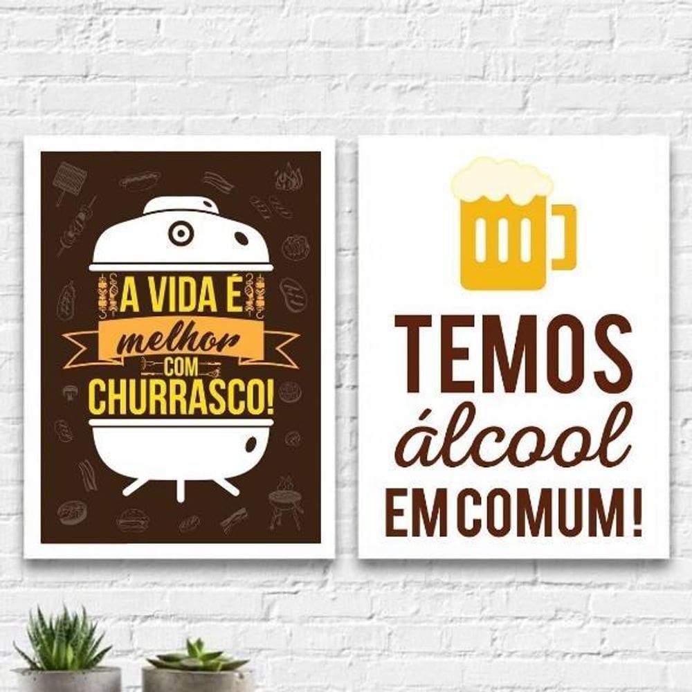 Kit 2 Quadros Para Cantinho Do Churrasco 33X24Cm