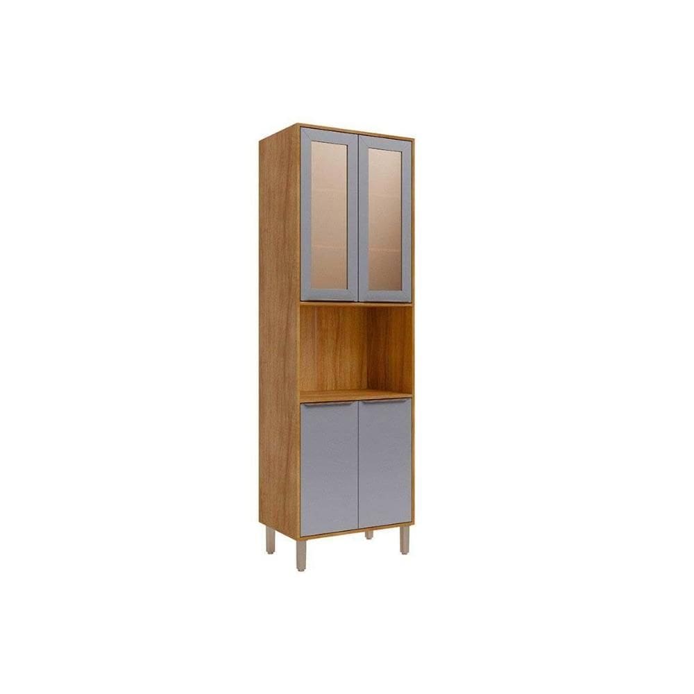 Cristaleira Cozinha MGM Áurea c/ 4 Portas c/ Vidro 70cm Cinamomo/Off