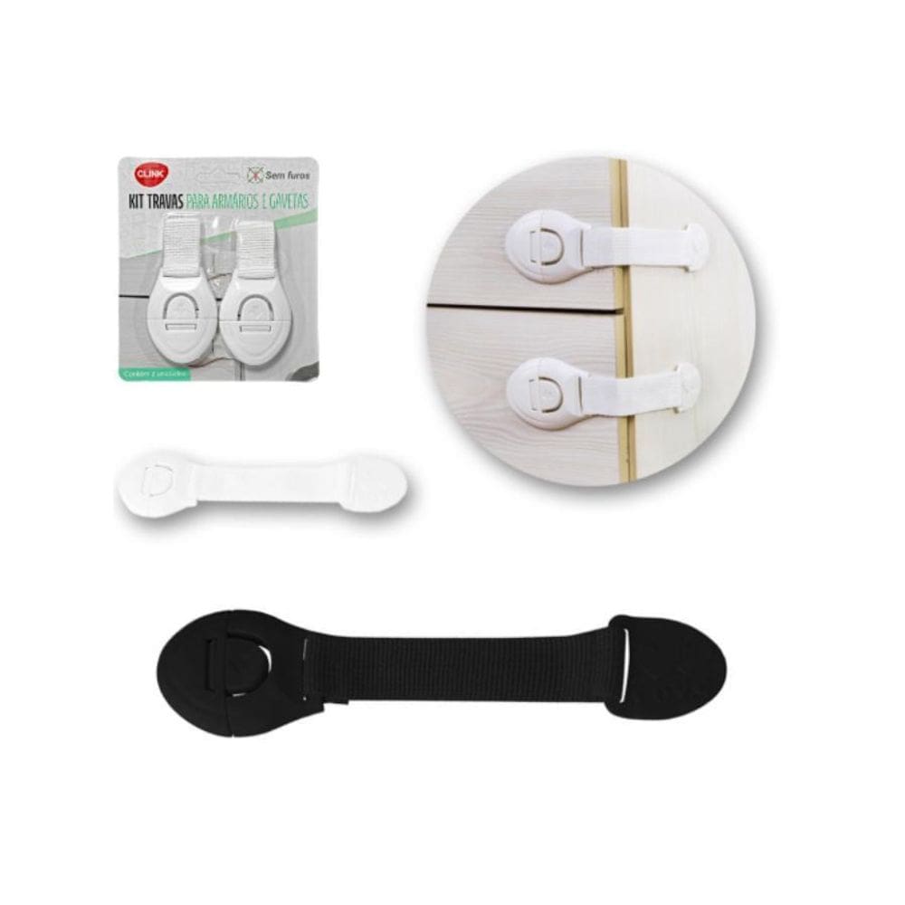 Kit 2 Trava De Gaveta Armário Porta Segurança Proteção Bebê