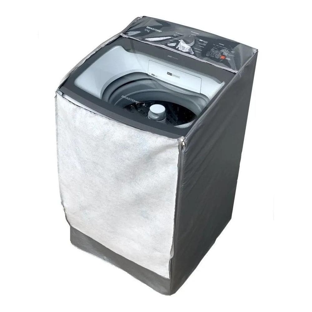 Capa Maquina De Lavar Brastemp 14Kg Bwk Zíper Tr Cinza-Claro