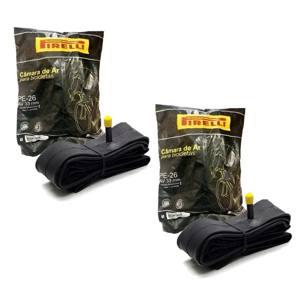 Par Câmara Ar Bicicleta Pirelli Aro 26 Bico Grosso Butyl 33M