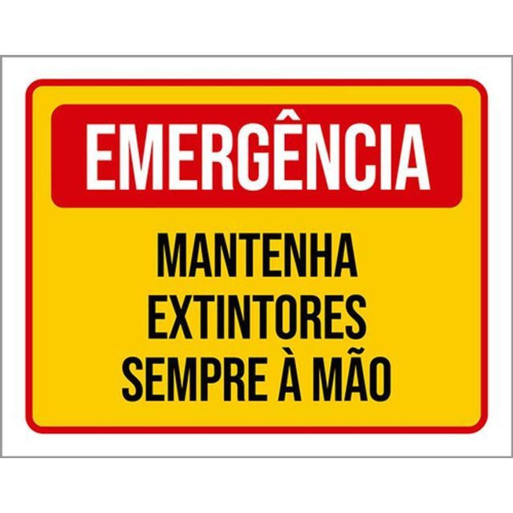 Kit 3 Placas De Sinalização - Emergência Mantenha Extintores